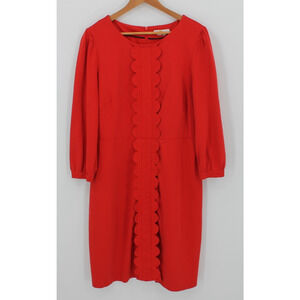 Boden Alexandra Ponte Dress Modest Eyelet Midi Career Holiday Church‎ Red - 14R